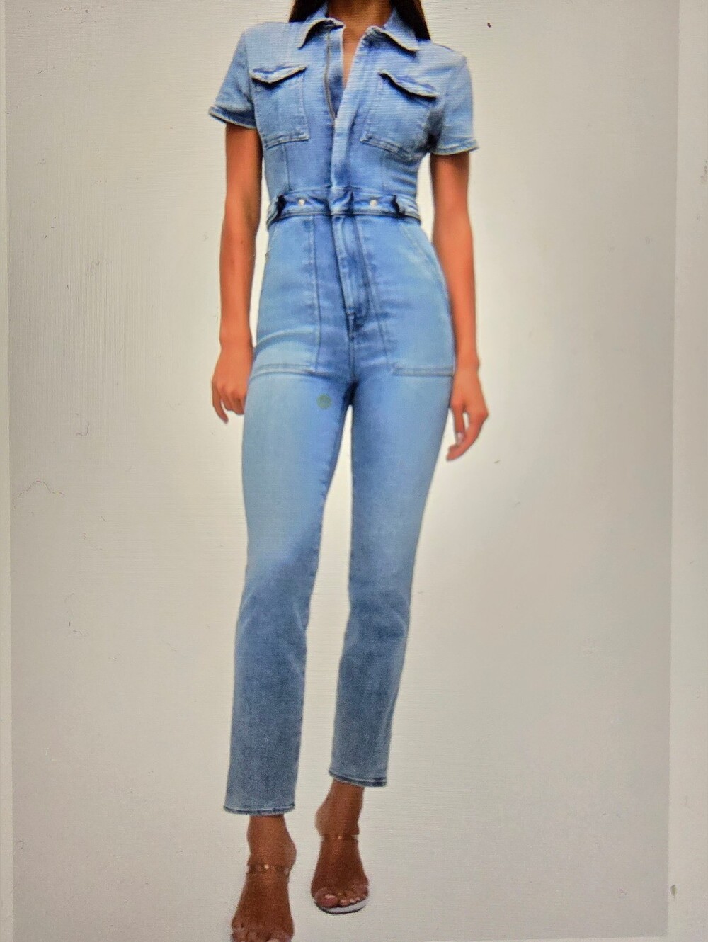 Good American Fit For Success Denim Jumpsuit Size XS